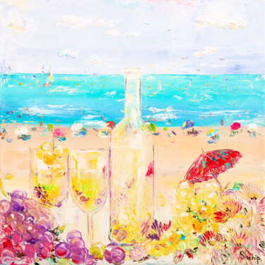 Painting titled "Midday Wine" by Natalia Shchipakina, Original Artwork, Oil Mounted on Wood Stretcher frame