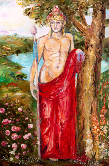 Ζωγραφική με τίτλο "Dionysus With a Jug…" από Natalia Shchipakina, Αυθεντικά έργα τέχνης, Λάδι