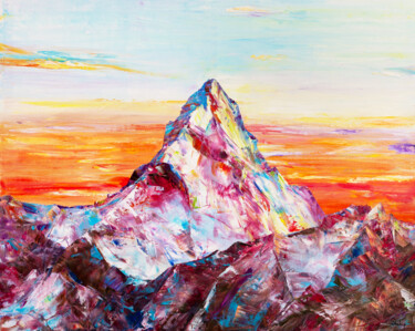 Pittura intitolato "Many-Faced Everest" da Natalia Shchipakina, Opera d'arte originale, Olio Montato su Telaio per barella i…