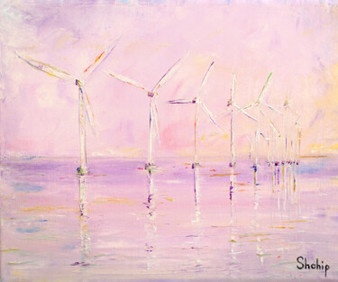 Painting titled "Purple Wind" by Natalia Shchipakina, Original Artwork, Oil Mounted on Wood Stretcher frame