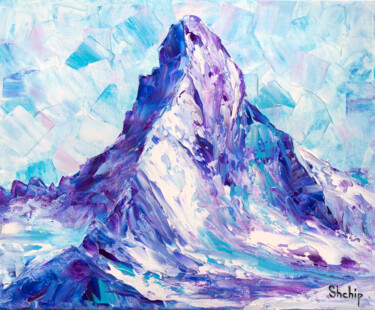 Pintura intitulada "Matterhorn In Blue" por Natalia Shchipakina, Obras de arte originais, Óleo