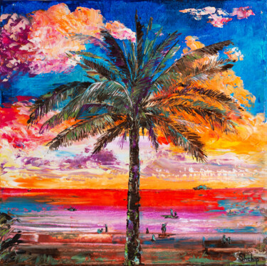 Peinture intitulée "Sunset in Hawaii" par Natalia Shchipakina, Œuvre d'art originale, Huile Monté sur Châssis en bois