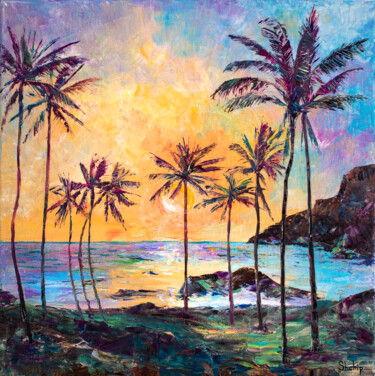 "Dawn in Hawaii" başlıklı Tablo Natalia Shchipakina tarafından, Orijinal sanat, Petrol Ahşap Sedye çerçevesi üzerine monte e…