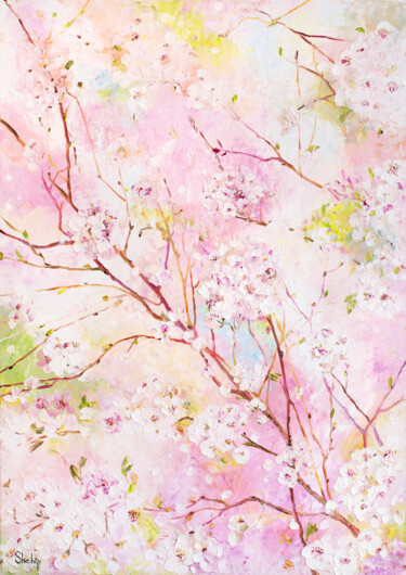 Schilderij getiteld "Sakura. Tenderness" door Natalia Shchipakina, Origineel Kunstwerk, Olie
