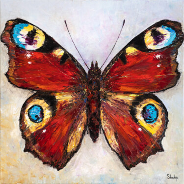 Painting titled "Butterfly" by Natalia Shchipakina, Original Artwork, Oil Mounted on Wood Stretcher frame