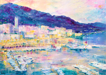 Painting titled "Monte Carlo" by Natalia Shchipakina, Original Artwork, Oil Mounted on Wood Stretcher frame