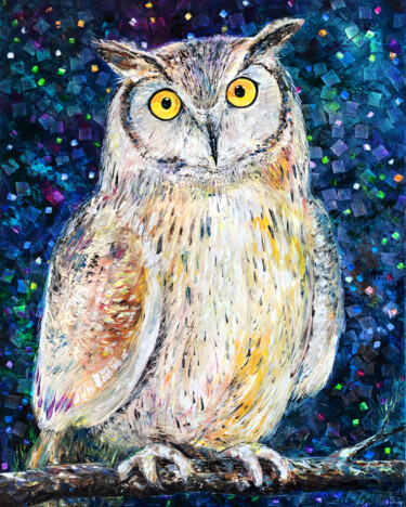 Malerei mit dem Titel "Owl. Symbol of Prud…" von Natalia Shchipakina, Original-Kunstwerk, Öl Auf Keilrahmen aus Holz montiert