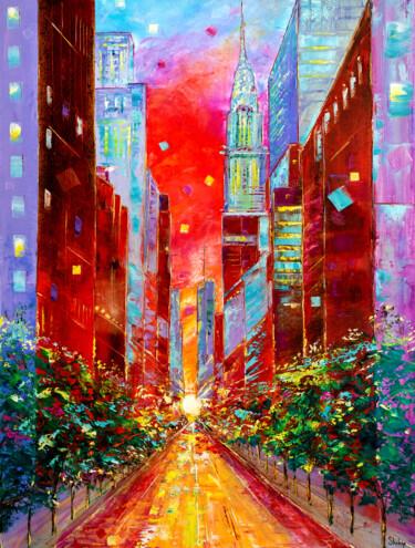 Картина под названием "Sunset on Lexington…" - Natalia Shchipakina, Подлинное произведение искусства, Масло Установлен на Де…
