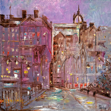 Painting titled "Edinburgh" by Natalia Shchipakina, Original Artwork, Oil Mounted on Wood Stretcher frame