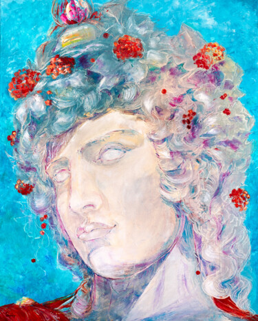 「Mystic Dionysus」というタイトルの絵画 Natalia Shchipakinaによって, オリジナルのアートワーク, オイル ウッドストレッチャーフレームにマウント