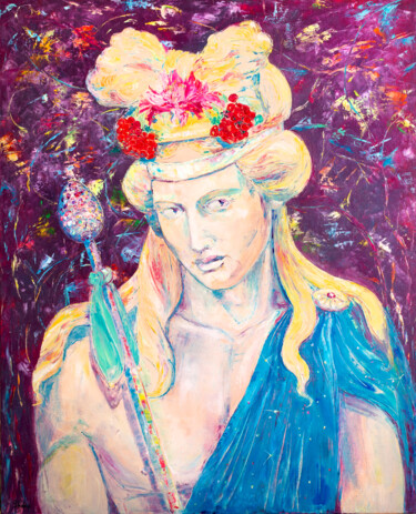 Painting titled "The Ethereal Dionys…" by Natalia Shchipakina, Original Artwork, Oil Mounted on Wood Stretcher frame