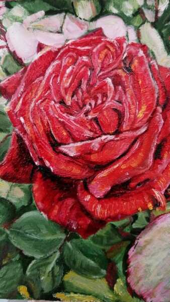 Ζωγραφική με τίτλο "mysterious rose" από Наталья Шевкунова, Αυθεντικά έργα τέχνης, Λάδι