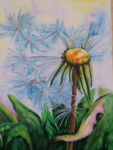 Peinture intitulée "the last dandelion" par Natalia Shevkunova, Œuvre d'art originale, Aquarelle