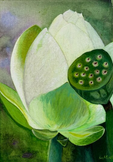 Malerei mit dem Titel "Lotus flower" von Natalia Smirnova, Original-Kunstwerk, Acryl