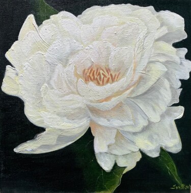 Painting titled "White flower" by Natalia Smirnova, Original Artwork, Acrylic