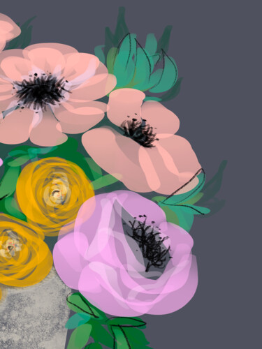 Grafika cyfrowa / sztuka generowana cyfrowo zatytułowany „Pink bouquet” autorstwa Natalia Tremasova, Oryginalna praca, Malar…