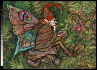 Картина под названием "Эльф" - Наталья Витязь, Подлинное произведение искусства, Акварель
