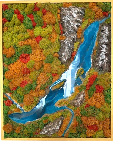 Peinture intitulée "Autumn on Baikal" par Natalia Volovchenko, Œuvre d'art originale, Résine