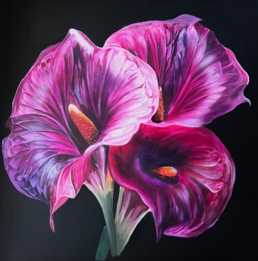 Schilderij getiteld "Anthurium painting…" door Natalia Yangalycheva, Origineel Kunstwerk, Acryl