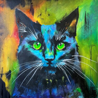 Painting titled "Cats painting Abstr…" by Natalia Yangalycheva, Original Artwork, Acrylic
