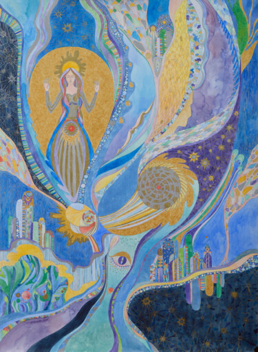 Pintura intitulada "Sun Maiden" por Natalia Zarali, Obras de arte originais, Tinta