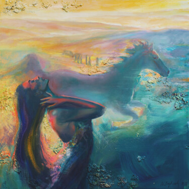 Malarstwo zatytułowany „"The impulse"” autorstwa Natalia Baykalova, Oryginalna praca, Olej Zamontowany na Drewniana rama nos…