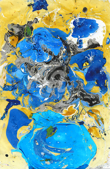 Painting titled "Blue flowers" by Natalia Kuruch, Original Artwork, Digital Painting