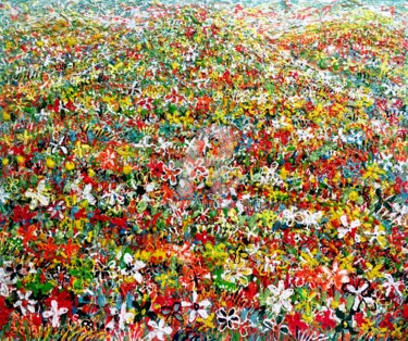 Pittura intitolato "FLOWERS MULTICOLORS" da Natalia Kuruch, Opera d'arte originale, String Art