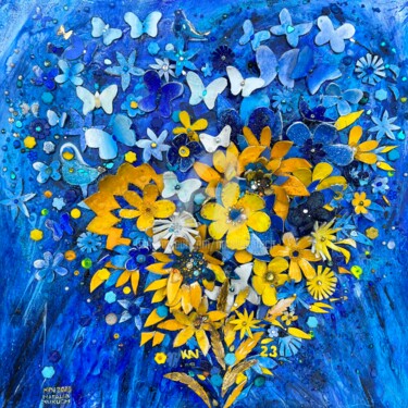 数字艺术 标题为“BLUE HEART” 由Natalia Kuruch, 原创艺术品, 数字油画