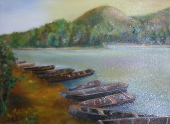 Painting titled "River" by Natalija Pantović, Original Artwork, Oil