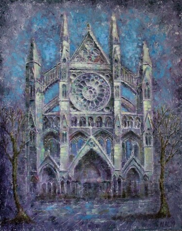 제목이 "“Westminster Abbey”"인 미술작품 Natalie Aleksejeva (NatalieVerve)로, 원작, 기름 나무 들것 프레임에 장착됨