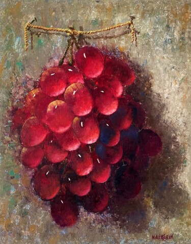 Painting titled "''Cluster of grapes…" by Natalie Aleksejeva (NatalieVerve), Original Artwork, Oil Mounted on Wood Stretcher…