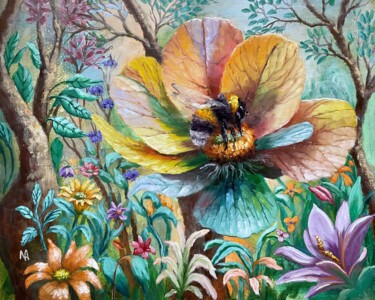 Pintura titulada "Bumblebee in the Dr…" por Natalie Aleksejeva (NatalieVerve), Obra de arte original, Oleo