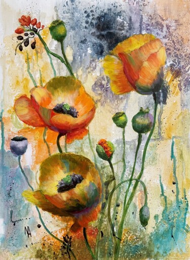 Schilderij getiteld "Flower Symphony No.…" door Natalie Aleksejeva (NatalieVerve), Origineel Kunstwerk, Acryl