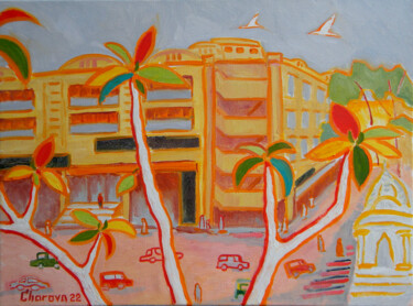 Painting titled "Midday in Jaipur" by Natalie Bocharova (Charova), Original Artwork, Oil Mounted on Wood Stretcher frame