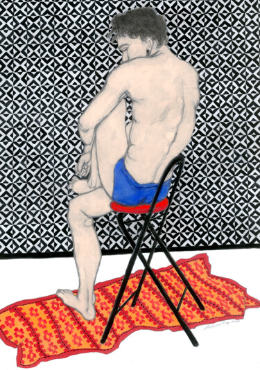 "Melancholy Man" başlıklı Tablo Natalie Levkovska tarafından, Orijinal sanat, Guaş boya