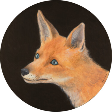 Pintura intitulada "Foxy Portrait" por Natalie Levkovska, Obras de arte originais, Óleo Montado em Armação em madeira