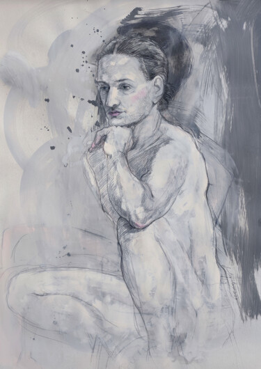 Рисунок под названием "Thinker" - Natalie Levkovska, Подлинное произведение искусства, Гуашь