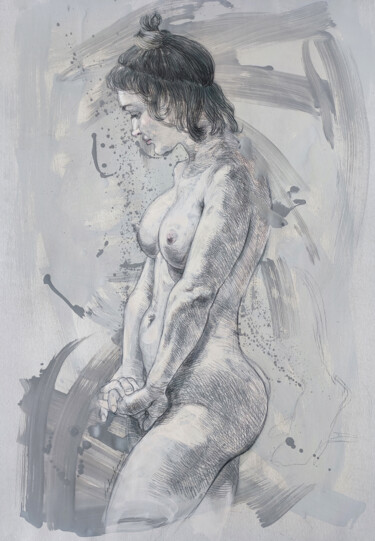 "Shy Julia" başlıklı Resim Natalie Levkovska tarafından, Orijinal sanat, Zamklı boya