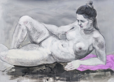 Dessin intitulée "Julia’s body" par Natalie Levkovska, Œuvre d'art originale, Tempera