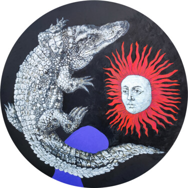 Malarstwo zatytułowany „Beast & Sun” autorstwa Natalie Levkovska, Oryginalna praca, Olej Zamontowany na Drewniana rama noszy