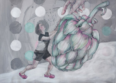 Рисунок под названием "Job never ends" - Natalie Levkovska, Подлинное произведение искусства, Темпера
