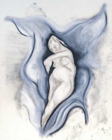 Disegno intitolato "Fecund woman" da Natalie Roy, Opera d'arte originale, Carbone
