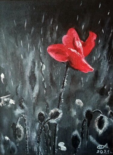 Painting titled ",, Poppy,," by Natalie Rybka, Original Artwork, Oil Mounted on Wood Stretcher frame