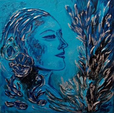 Painting titled ",, Silver braids,," by Natalie Rybka, Original Artwork, Oil Mounted on Wood Stretcher frame