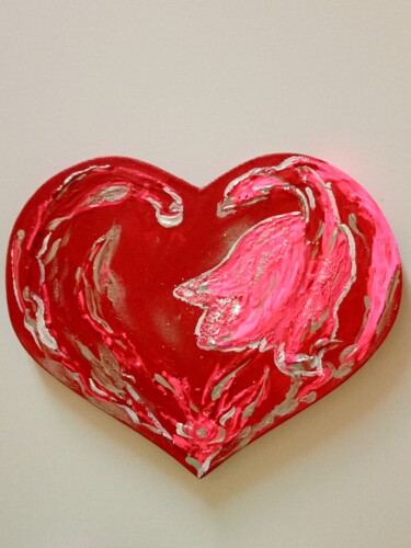 Malarstwo zatytułowany „,, Love,, ,, Heart,,” autorstwa Natalie Rybka, Oryginalna praca, Olej Zamontowany na Drewniana rama…