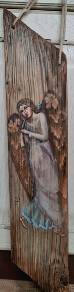 Schilderij getiteld "Ангел с дудочкой" door Natalie Shiporina, Origineel Kunstwerk, Tempera