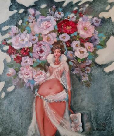 Pintura titulada "oil painting "pink…" por Natalie Shiporina, Obra de arte original, Oleo Montado en Bastidor de camilla de…