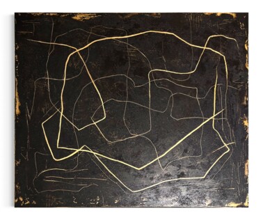 Ζωγραφική με τίτλο "“Golden Ways”" από Natalie Ulmann, Αυθεντικά έργα τέχνης, Ακρυλικό Τοποθετήθηκε στο Ξύλινο φορείο σκελετό