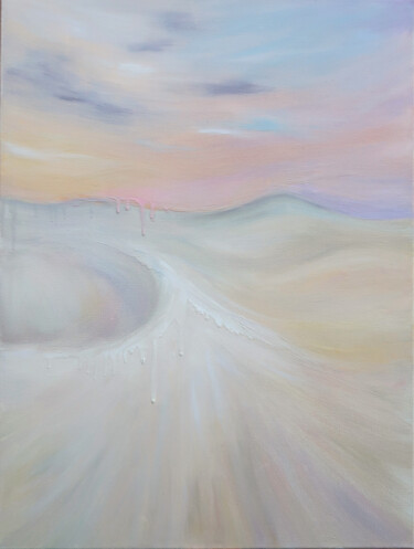 Painting titled "Desert serenity" by Nataliia Karavan, Original Artwork, Oil